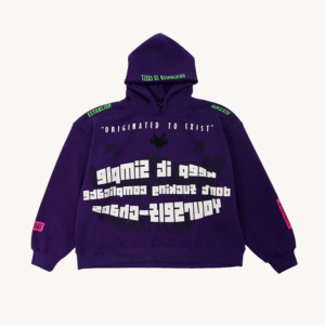 Purple hoodie front flat lay showing bold graphic design and HYPGOAT tagline