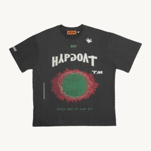 Flat lay of grey oversized unisex t shirt – front view of HYPGOAT VOID tee