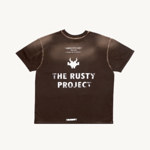 Brown Washed T Shirt flat lay back design Hypgoat